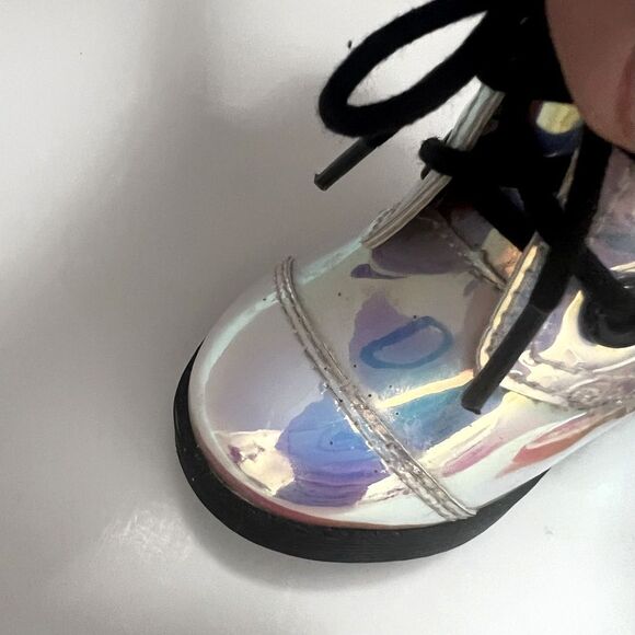 Wonder Nation Iridescent Combat Booties Toddler Sz 4 Moto Techno‎ Comfort Shoes - Picture 9 of 14